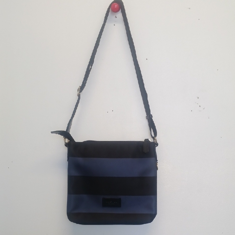 Black and Blue Striped Shoulder Bag